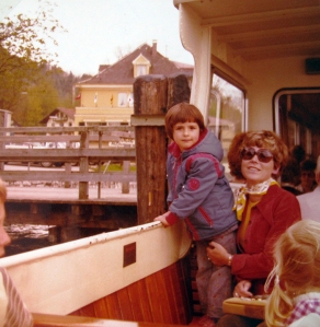 1975 on a boat with mom