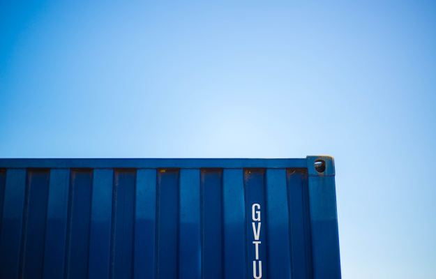 2019 cargo container and blue sky